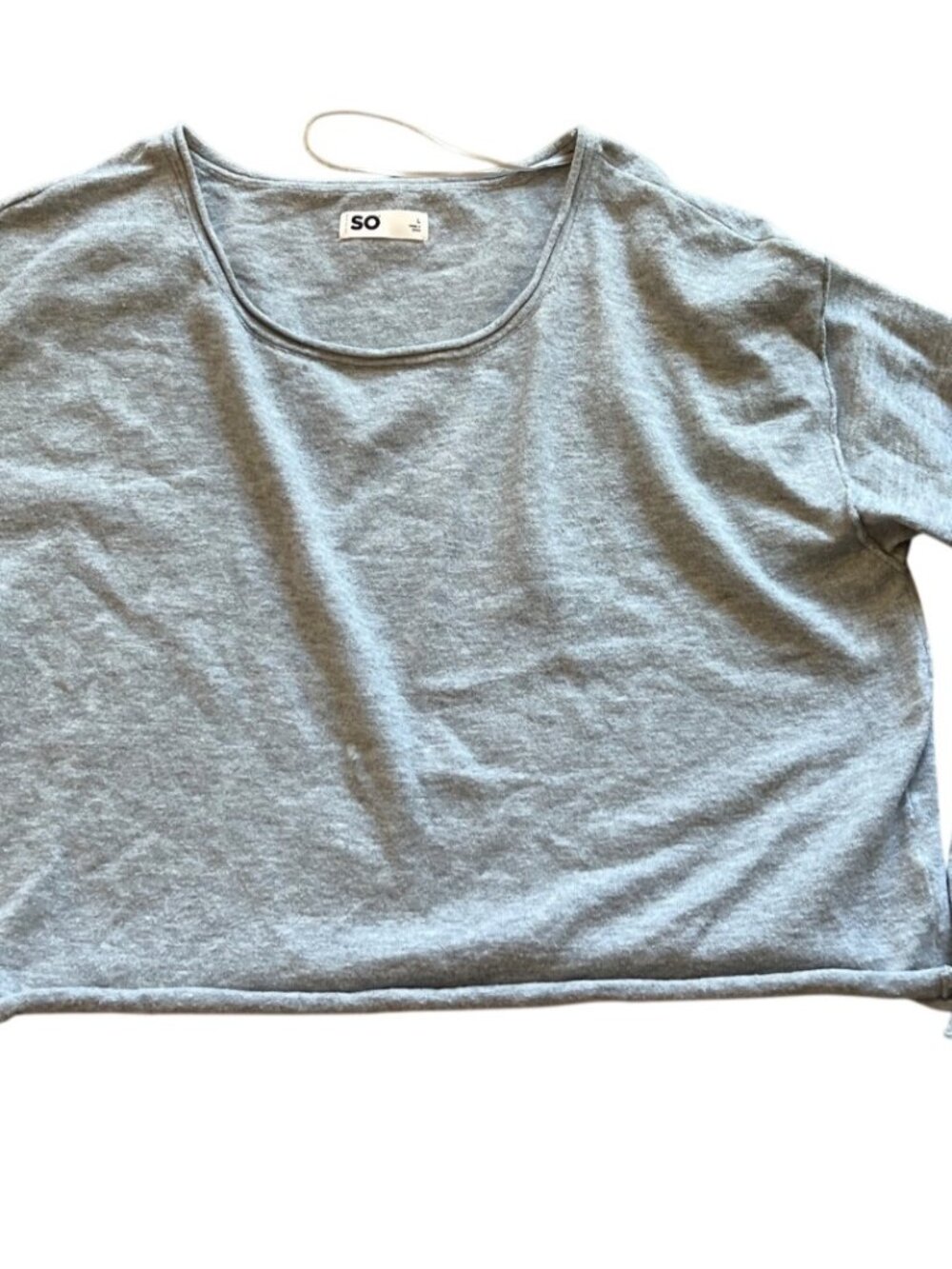 SO grey sloppy rolled hem LS gym top Women L